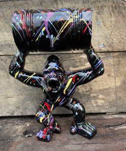 King Kong Gorilla Lifting a Barrel in Black Splash Paint