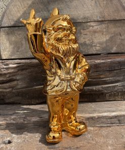33cm Garden Gnome in Gold Chrome