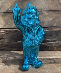 33cm Garden Gnome in Blue Chrome