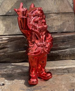 33cm Garden Gnome in Red Chrome