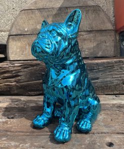 Sitting French Bulldog in Blue Chrome
