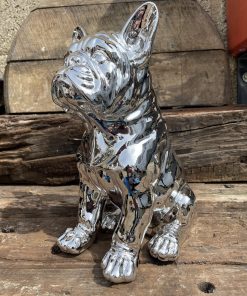 Sitting French Bulldog in Silver Chrome