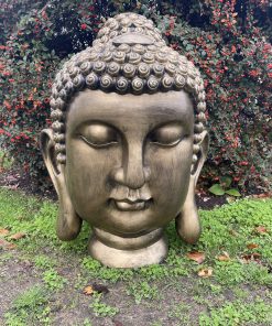 Large Round Buddha Head in Gold/Bronze
