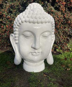Large Round Buddha Head in White
