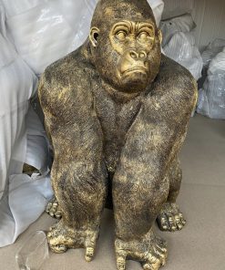 Large Gorilla Sitting On All Fours in Bronze
