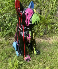 Medium Sitting French Bulldog in Black Paint Splash
