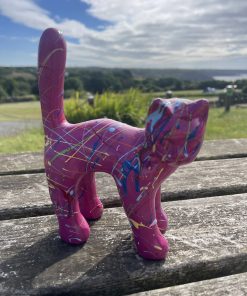 Small Cat in Splash Paint Dark Pink