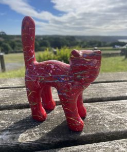 Small Cat in Splash Paint Red