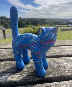 Small Cat in Splash Paint Blue