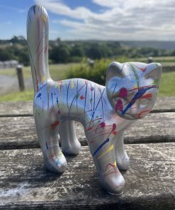 Small Cat in Splash Paint Silver