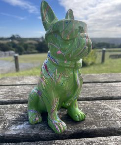 Small French Bulldog Wearing Glasses in Splash Paint Green