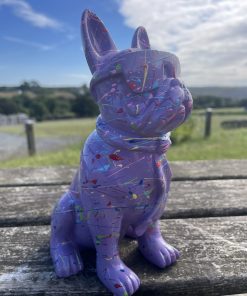 Small French Bulldog Wearing Glasses in Splash Paint Purple
