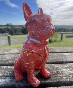 Small French Bulldog Wearing Glasses in Splash Paint Orange