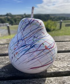 Small Pear in Splash Paint White