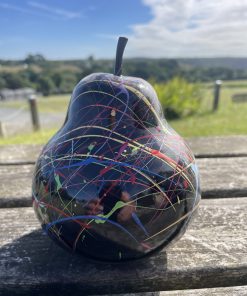 Small Pear in Splash Paint Black