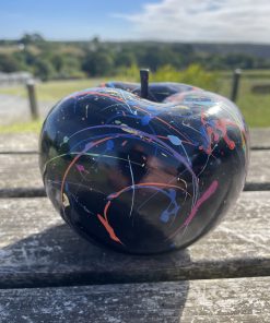Small Apple in Splash Paint Black