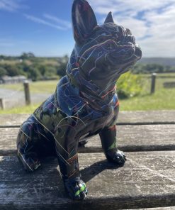 Small Sitting French Bulldog in Splash Paint Black